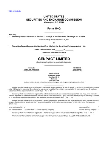 Vorschaubild Genpact 10-Q Quartalsbericht 2013 