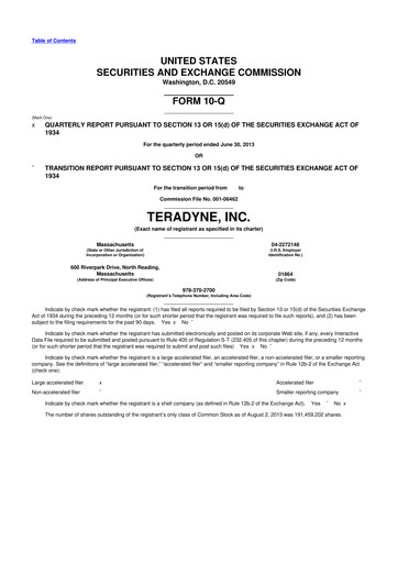 Thumbnail Teradyne 10-Q Quarterly Report FY2013 