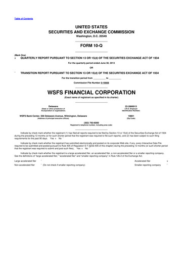 Miniature WSFS Financial 10-Q Rapport trimestriel  