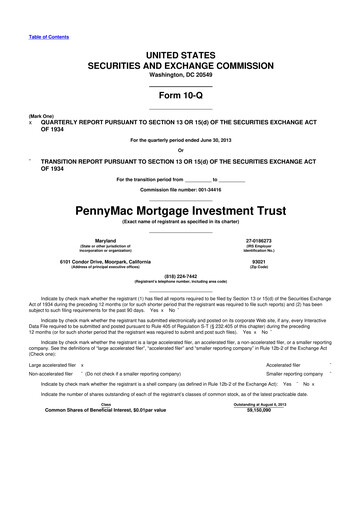 Thumbnail PennyMac Mortgage Investment Trust 10-Q Quarterly Report FY2013 
