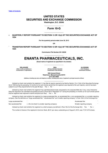 Thumbnail Enanta Pharmaceuticals
 10-Q Quarterly Report FY2013 