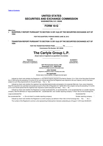 Thumbnail Carlyle Group 10-Q Quarterly Report FY2013 