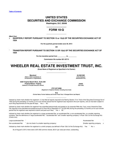 Thumbnail Wheeler Real Estate Investment Trust 10-Q Quarterly Report FY2013 