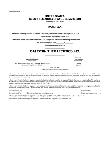 Vorschaubild Galectin Therapeutics 10-Q Quartalsbericht 2013 