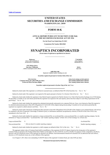 Thumbnail Synaptics 10-K Annual Report 2013