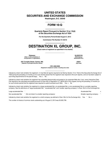 Thumbnail Destination XL 10-Q Quarterly Report FY2014 