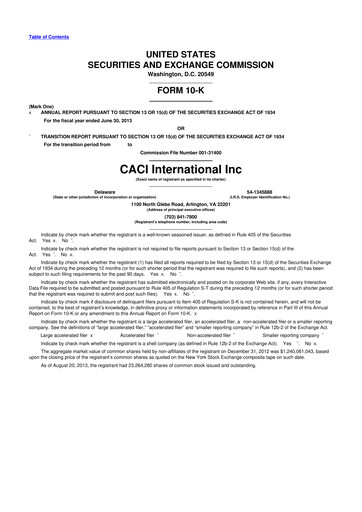 Thumbnail CACI International Inc 10-K Annual Report 2013