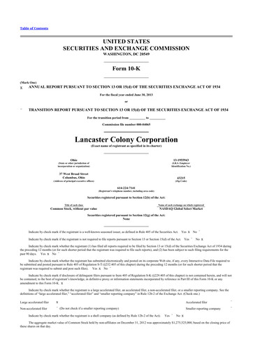 Thumbnail The Marzetti Company 10-K Annual Report 2013