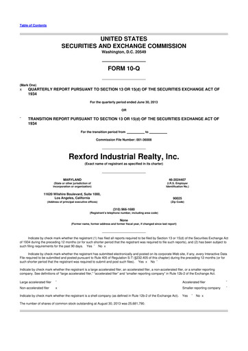 Thumbnail Rexford Industrial 10-Q Quarterly Report FY 