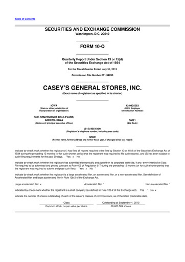 Thumbnail Casey's General Stores
 10-Q Quarterly Report FY2014 