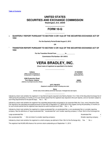 Thumbnail Vera Bradley
 10-Q Quarterly Report FY2013 