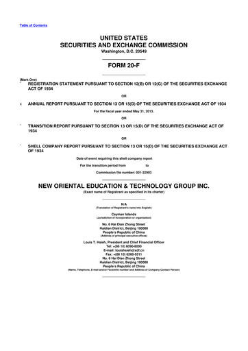 Thumbnail New Oriental 20-F Annual Report 2013