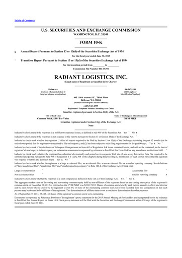 Thumbnail Radiant Logistics
 10-K Annual Report 2013