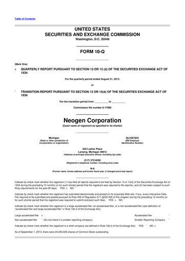 Thumbnail Neogen 10-Q Quarterly Report FY2014 