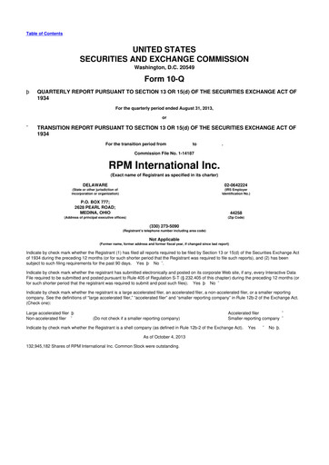Thumbnail RPM International
 10-Q Quarterly Report FY2014 