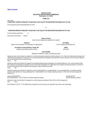 Thumbnail Owens Corning
 10-Q Quarterly Report FY2013 