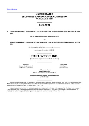 Miniature TripAdvisor 10-Q Rapport trimestriel 2013 