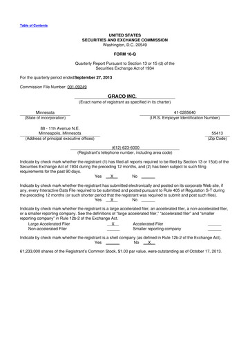 Thumbnail Graco 10-Q Quarterly Report FY2013 