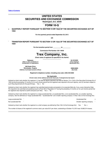 Miniature Trex 10-Q Rapport trimestriel 2013 