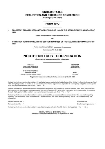 Thumbnail Northern Trust
 10-Q Quarterly Report FY2013 