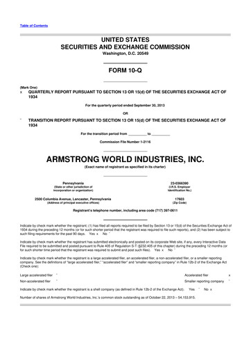 Thumbnail Armstrong World Industries
 10-Q Quarterly Report FY2013 