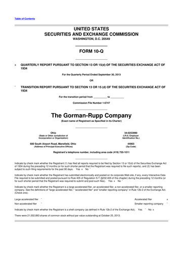 Thumbnail Gorman-Rupp 10-Q Quarterly Report FY2013 