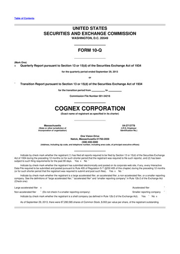 Thumbnail Cognex 10-Q Quarterly Report FY2013 