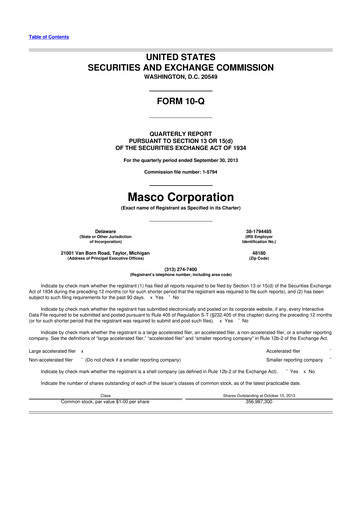 Thumbnail Masco 10-Q Quarterly Report FY2013 