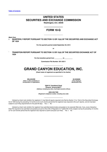 Thumbnail Grand Canyon Education 10-Q Quarterly Report FY2013 