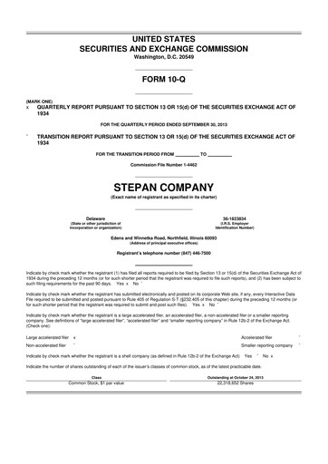 Thumbnail Stepan Company
 10-Q Quarterly Report FY2013 