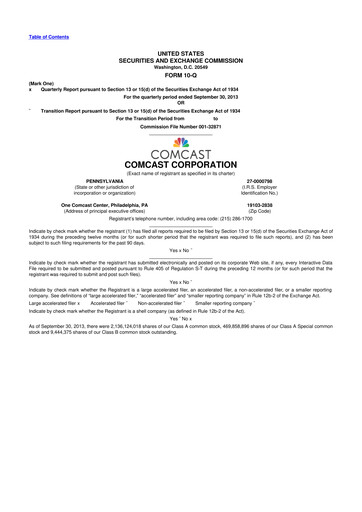 Vorschaubild Comcast 10-Q Quartalsbericht 2013 