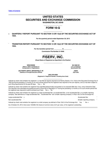 Thumbnail Fiserv 10-Q Quarterly Report FY2013 