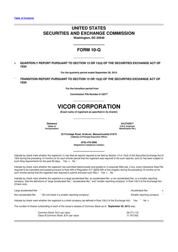 Thumbnail Vicor
 10-Q Quarterly Report FY2013 