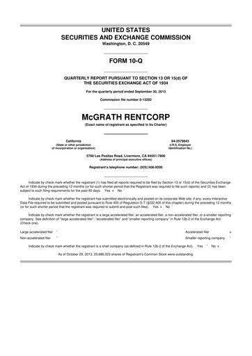 Miniature McGrath RentCorp
 10-Q Rapport trimestriel 2013 