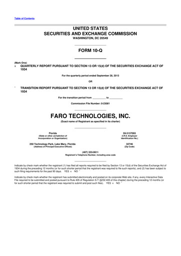 Thumbnail Faro Technologies
 10-Q Quarterly Report FY2013 