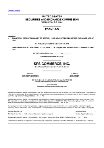 Thumbnail SPS Commerce
 10-Q Quarterly Report FY2013 