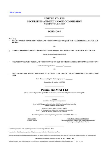 Miniature Immutep 20-F Rapport annuel 