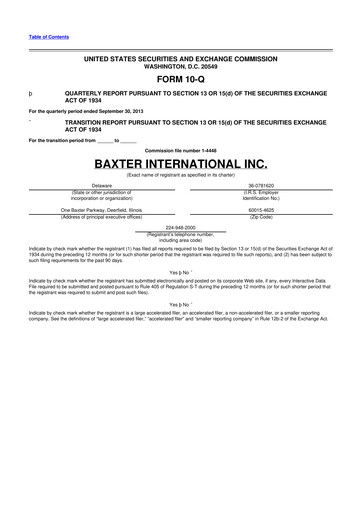 Thumbnail Baxter 10-Q Quarterly Report FY2013 