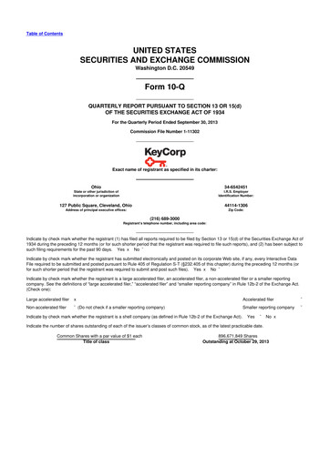 Thumbnail KeyCorp (KeyBank) 10-Q Quarterly Report FY2013 