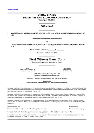 Thumbnail Civista Bancshares
 10-Q Quarterly Report FY2013 