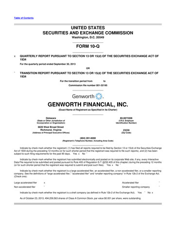 Thumbnail Genworth Financial
 10-Q Quarterly Report FY2013 