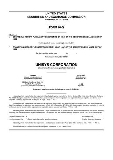 Thumbnail Unisys 10-Q Quarterly Report FY2013 