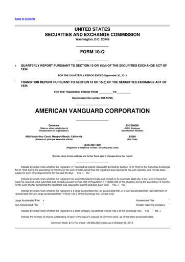 Thumbnail American Vanguard 10-Q Quarterly Report FY 