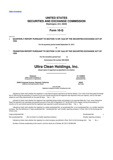 Vorschaubild UCT (Ultra Clean Holdings) 10-Q Quartalsbericht 2013 