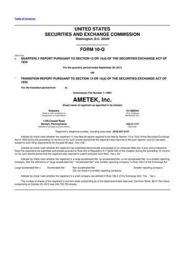 Thumbnail Ametek 10-Q Quarterly Report FY2013 