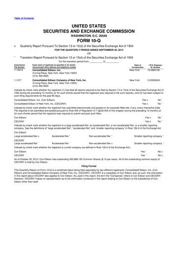 Thumbnail Consolidated Edison 10-Q Quarterly Report FY2013 