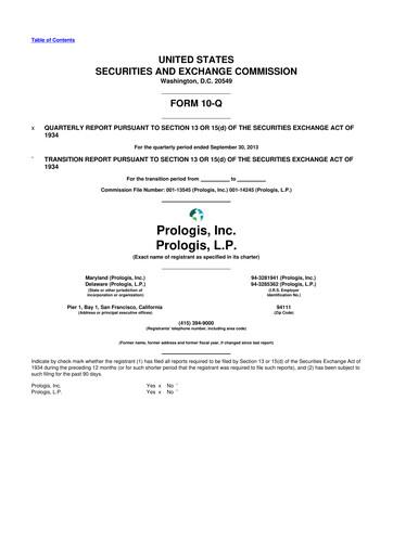 Thumbnail Prologis 10-Q Quarterly Report FY2013 