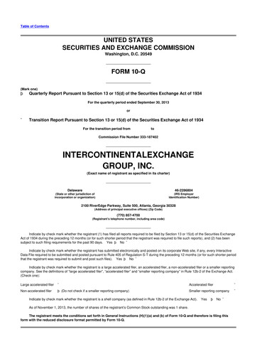 Thumbnail Intercontinental Exchange 10-Q Quarterly Report FY2013 