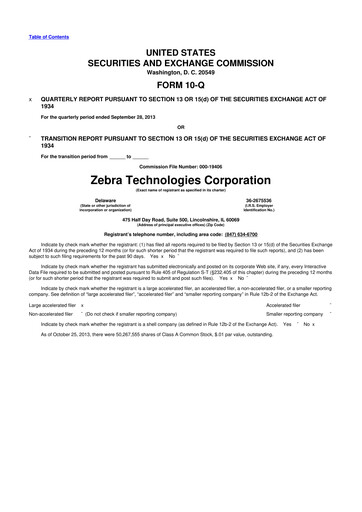 Thumbnail Zebra Technologies 10-Q Quarterly Report FY2013 