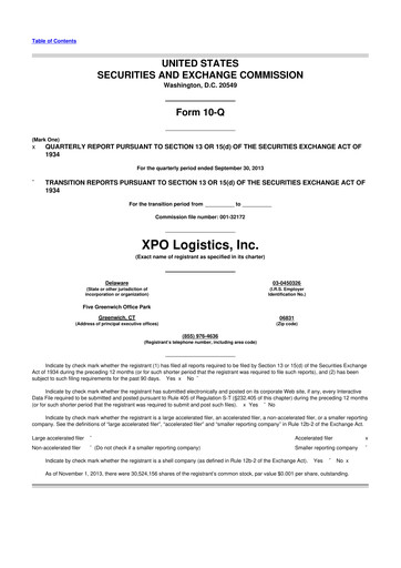 Thumbnail XPO Logistics 10-Q Quarterly Report FY2013 